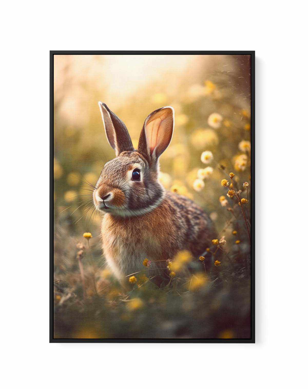 Bunny in Flower Field by Treechild | Framed Canvas Art Print