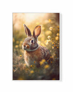 Bunny in Flower Field by Treechild | Framed Canvas Art Print