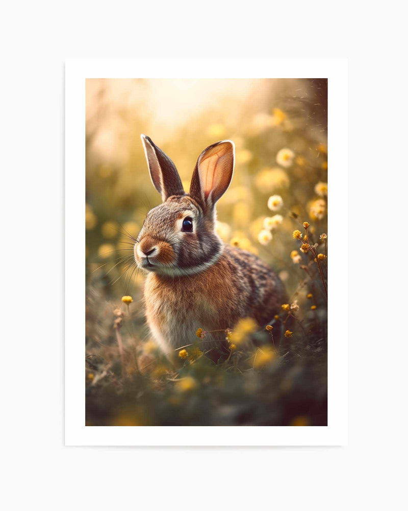 Bunny in Flower Field by Treechild | Art Print