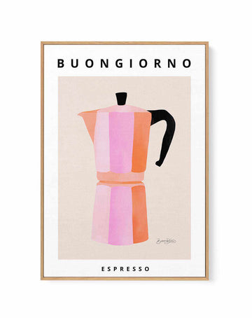 Buongiorno Espresso by Baroo Bloom | Framed Canvas Art Print from Olive et Oriel where you can shop wallpaper and artworks online