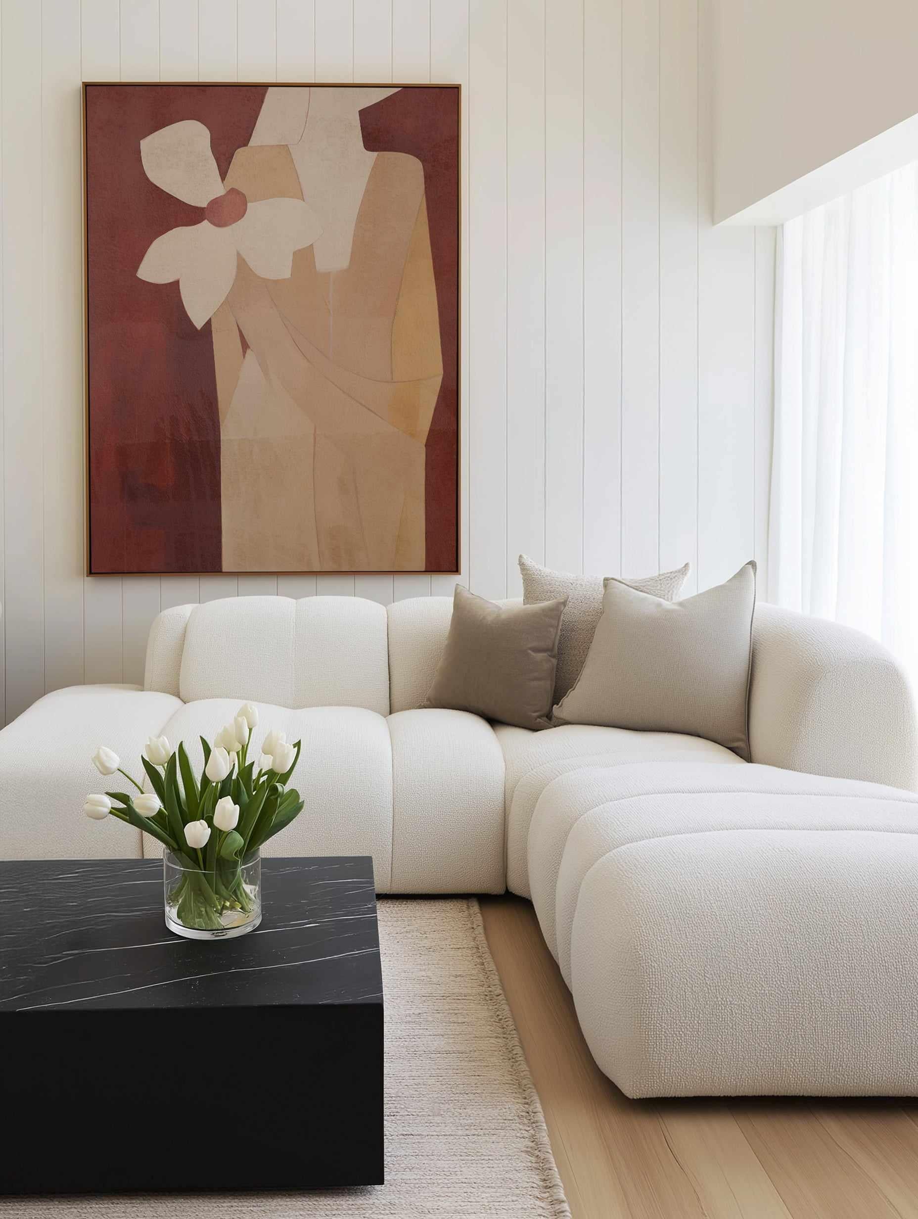 Burgundy Forms I | Framed Canvas Art Print from Olive et Oriel where you can shop wallpaper and artworks online