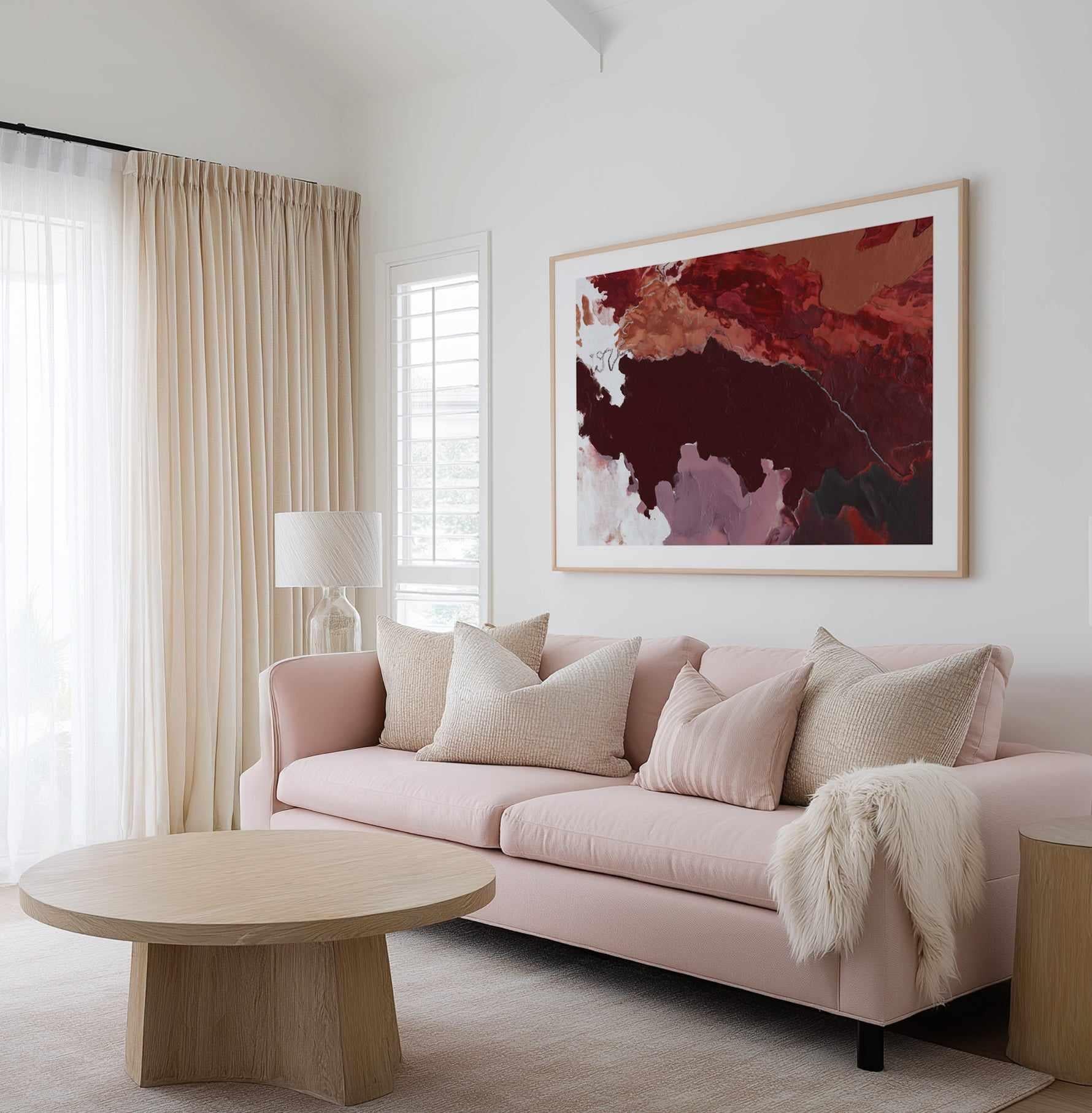 Burgundy Horizon I | Art Print from Olive et Oriel where you can shop wallpaper and artworks online