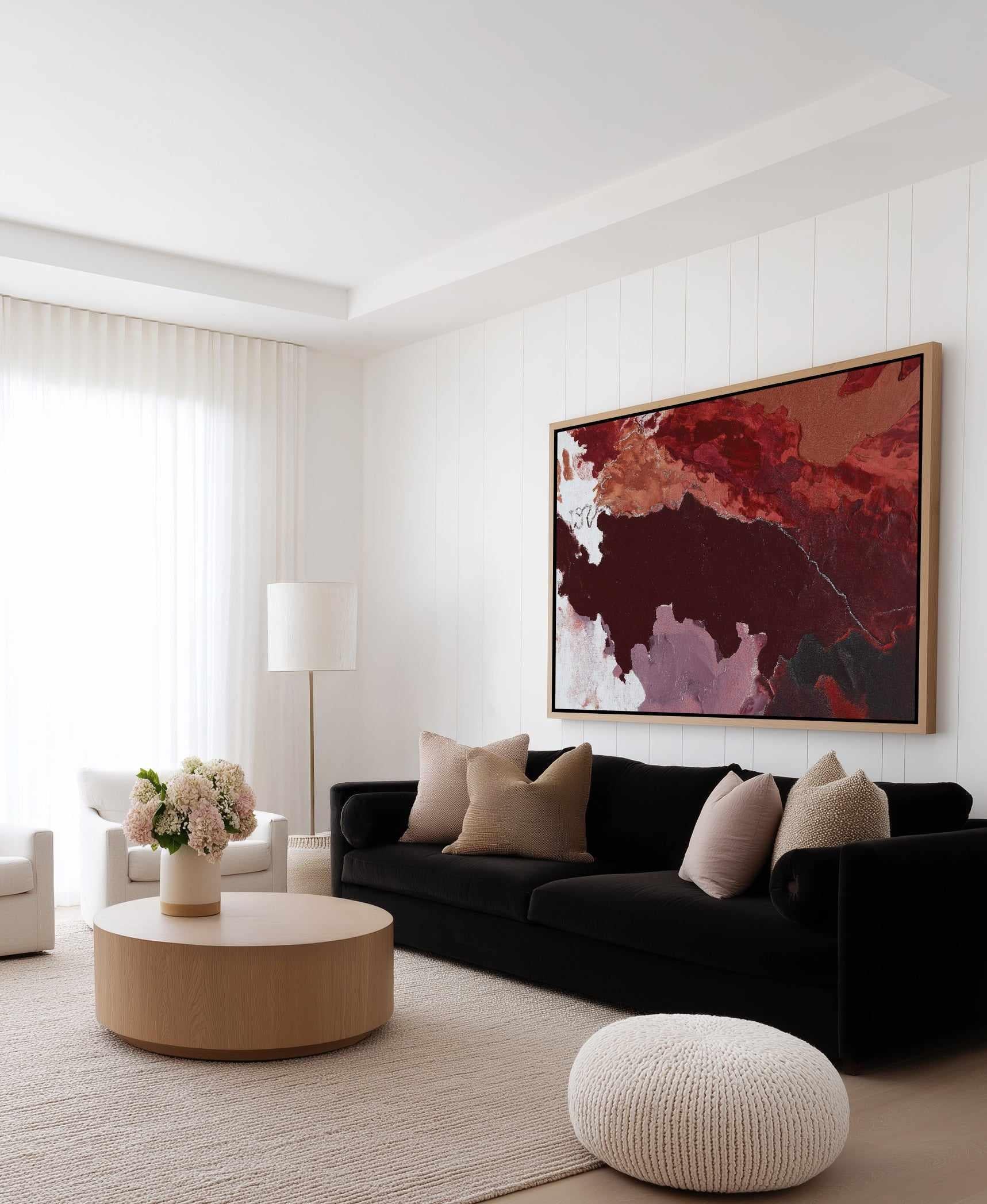 Burgundy Horizon I | Framed Canvas Art Print from Olive et Oriel where you can shop wallpaper and artworks online