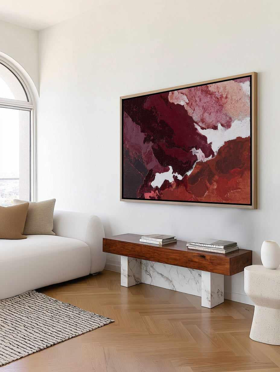 Burgundy Horizon II | Framed Canvas Art Print from Olive et Oriel where you can shop wallpaper and artworks online