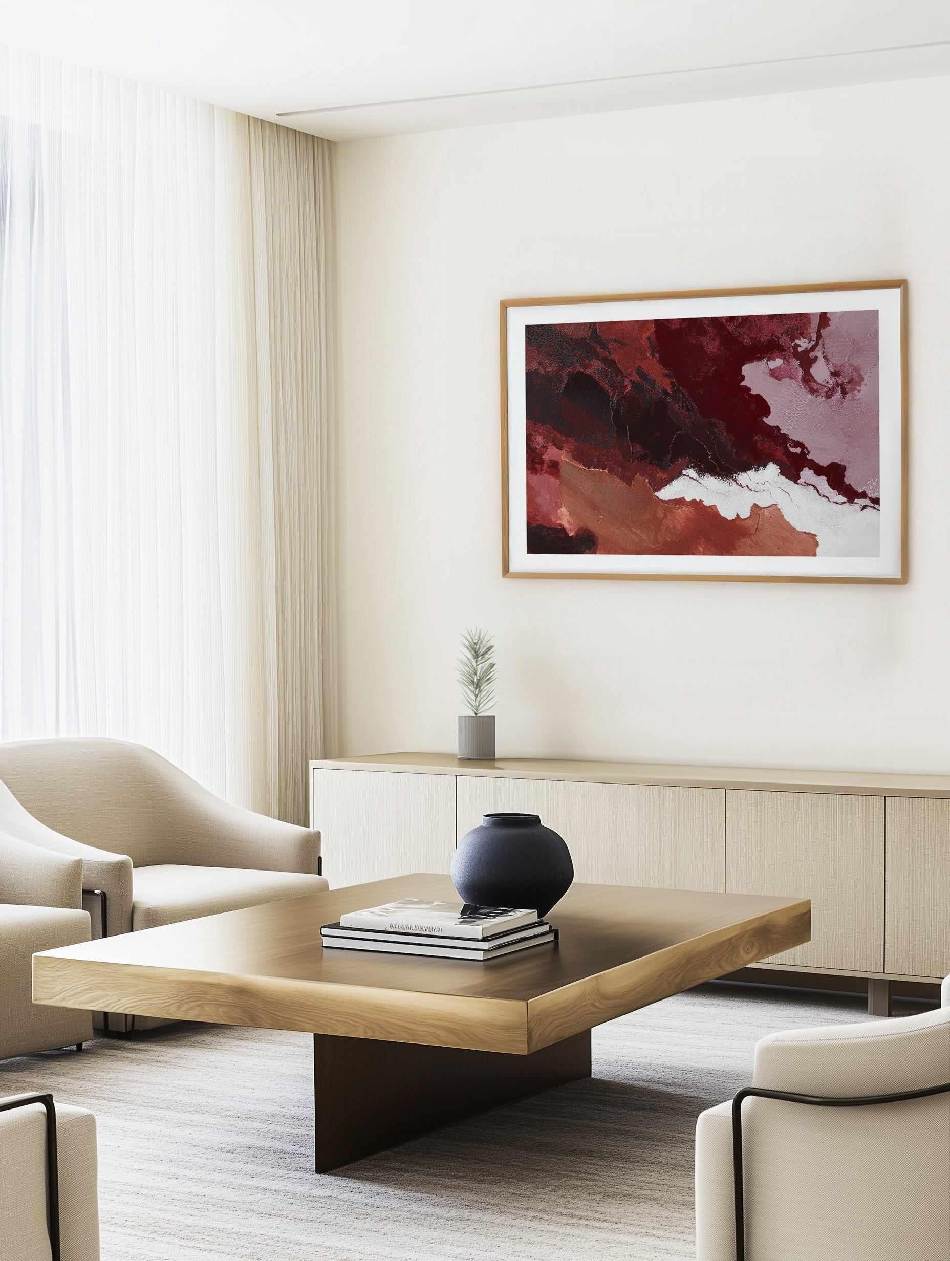 Burgundy Horizon III | Art Print from Olive et Oriel where you can shop wallpaper and artworks online