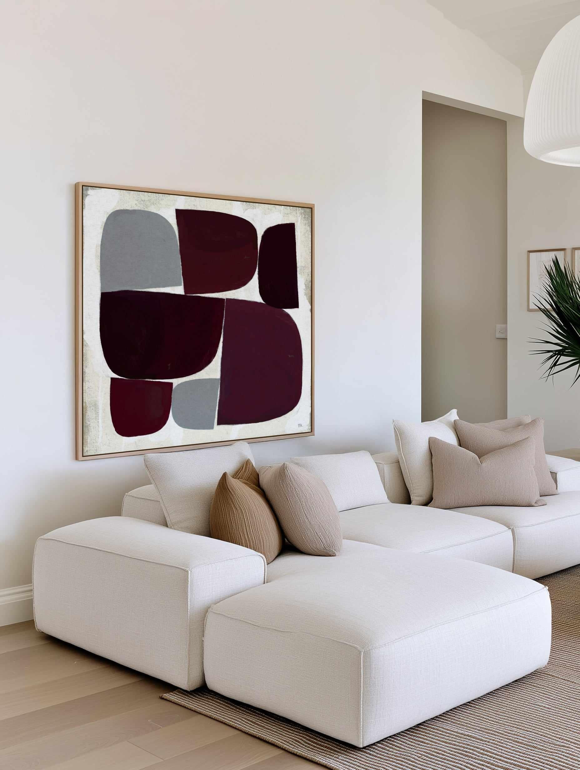 Burgundy Pebbles Copia by Marco Marella | Framed Canvas Art Print from Olive et Oriel where you can shop wallpaper and artworks online