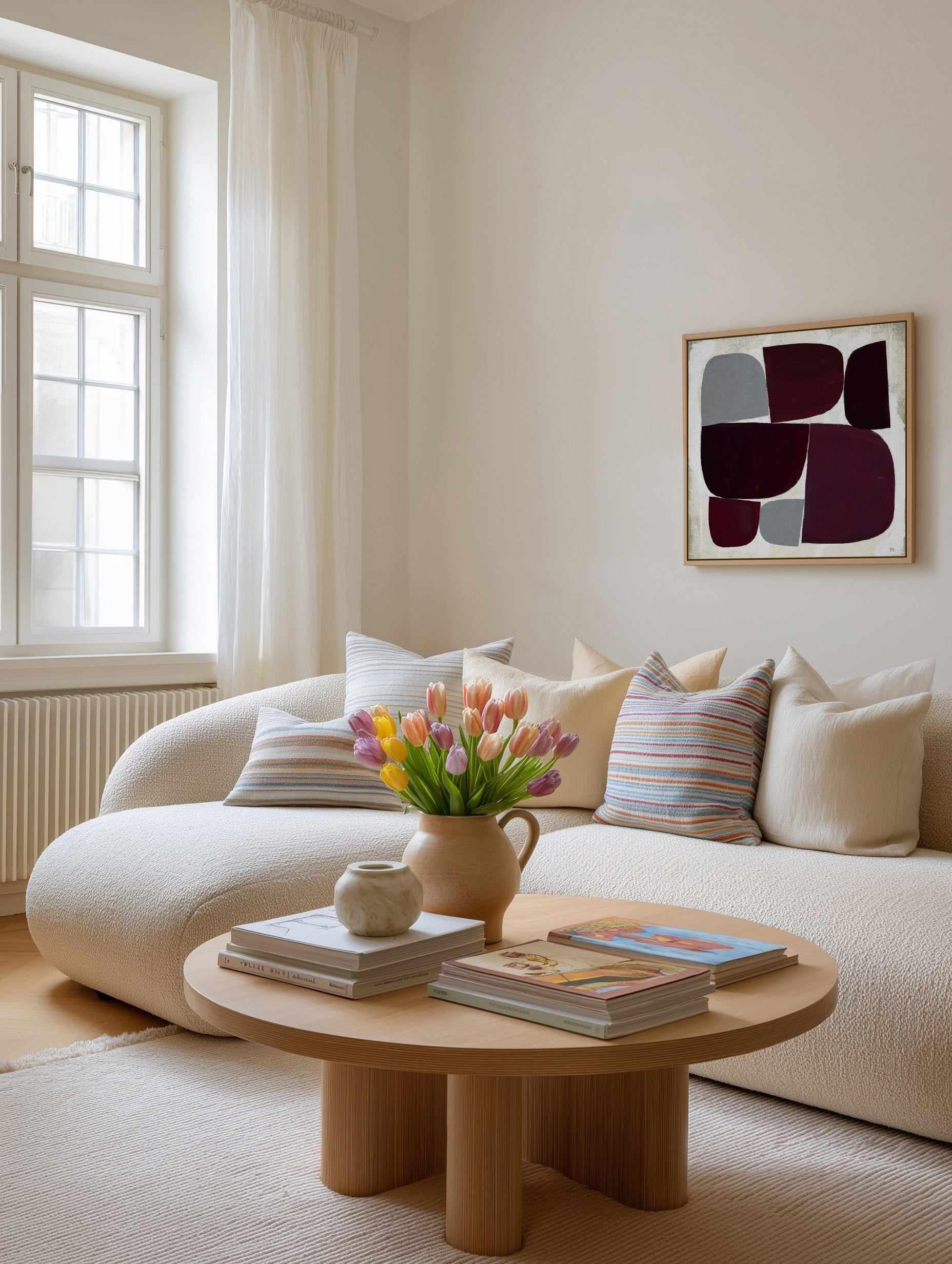 Burgundy Pebbles Copia by Marco Marella | Framed Canvas Art Print from Olive et Oriel where you can shop wallpaper and artworks online