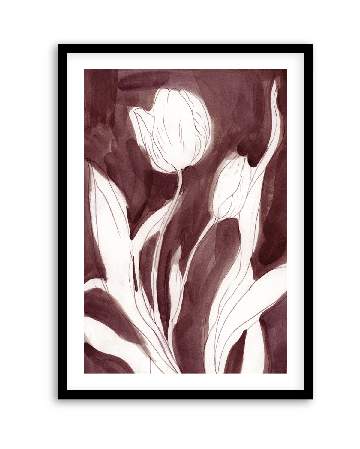 Burgundy Tulip Sketch I | Art Print