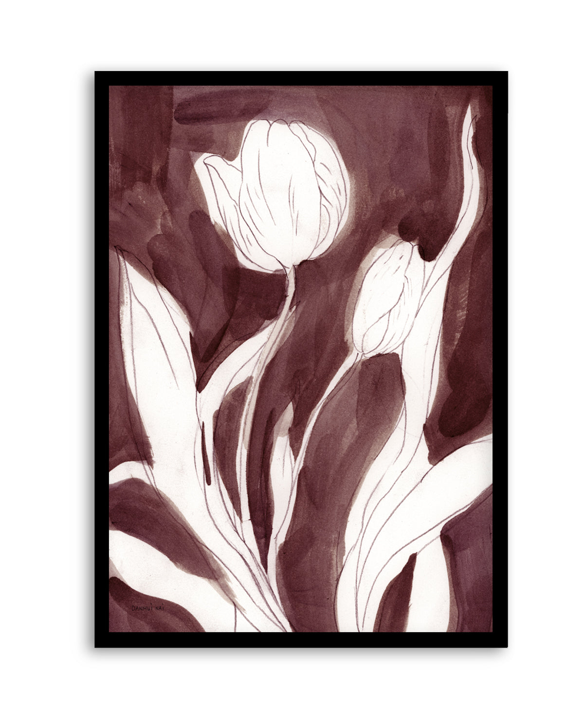 Burgundy Tulip Sketch I | Art Print