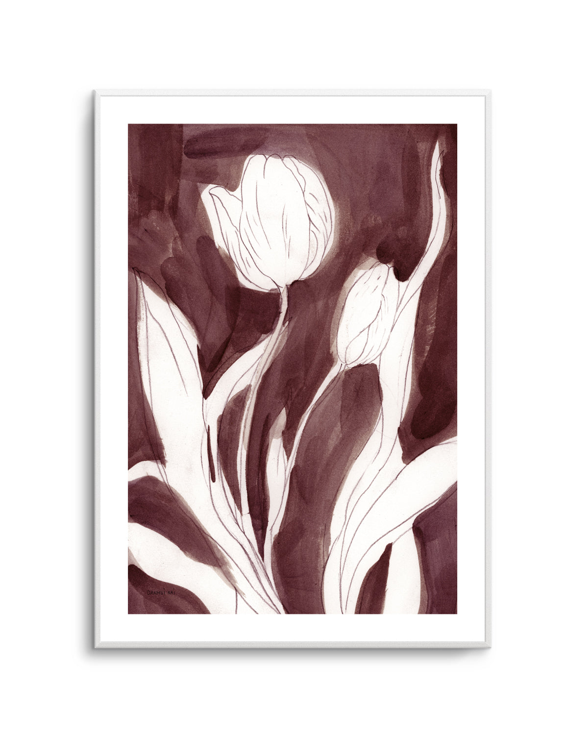 Burgundy Tulip Sketch I | Art Print