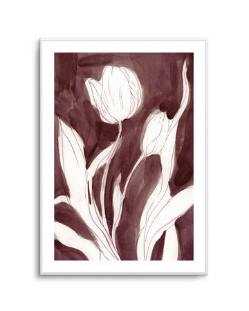 Burgundy Tulip Sketch I | Art Print
