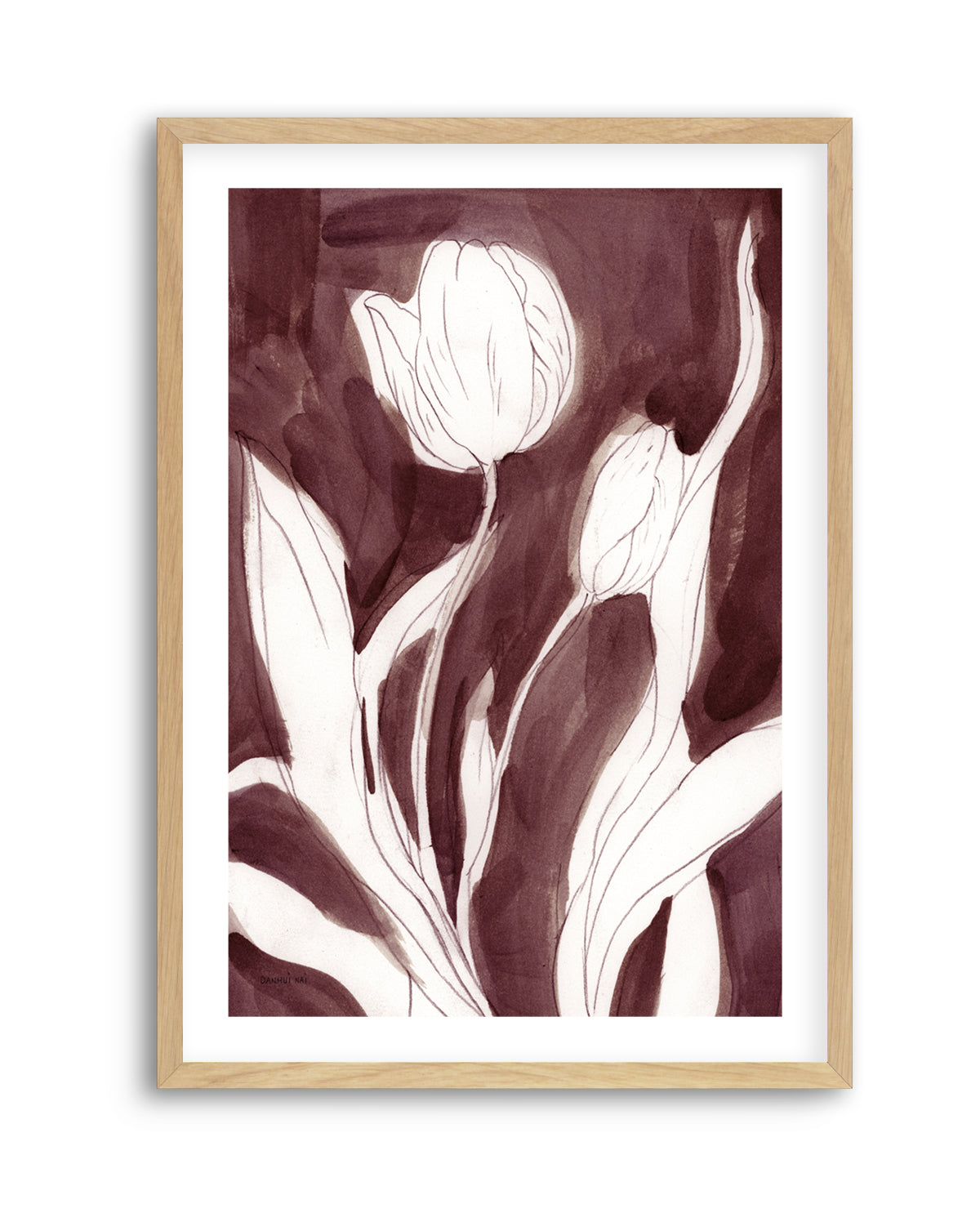 Burgundy Tulip Sketch I | Art Print