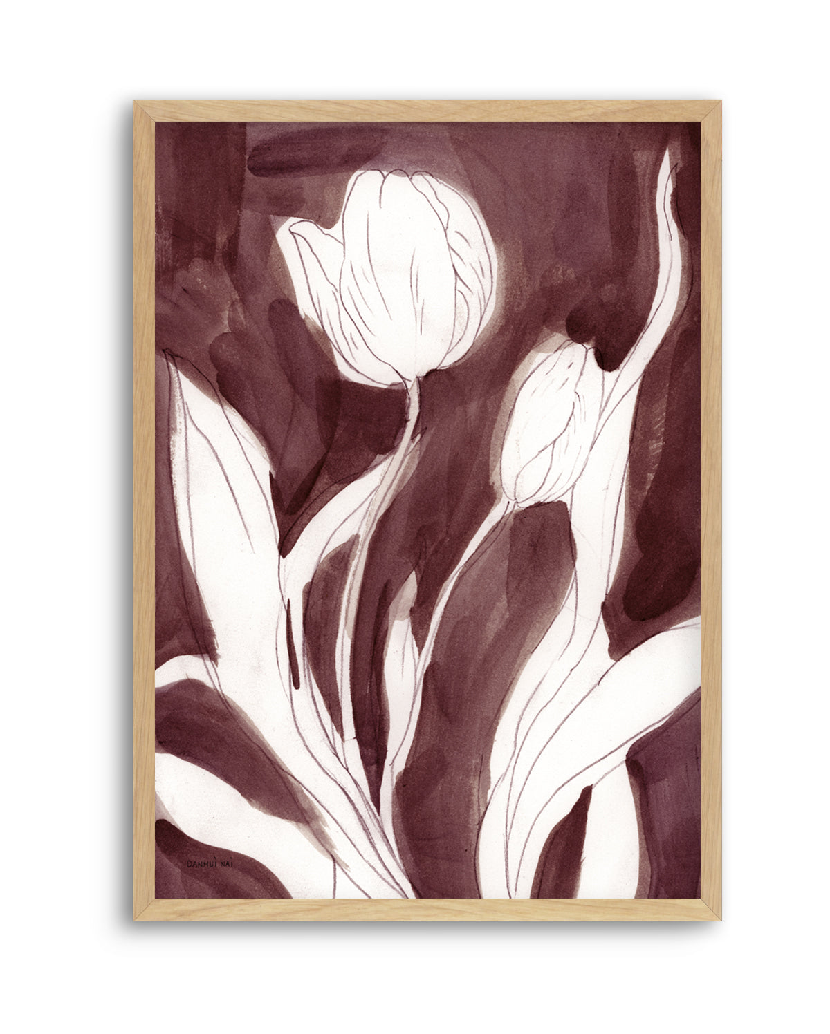 Burgundy Tulip Sketch I | Art Print
