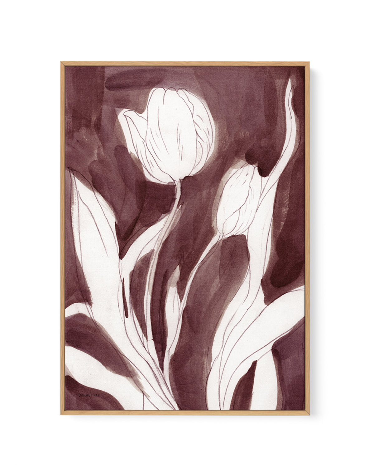 Burgundy Tulip Sketch I | Framed Canvas Art Print