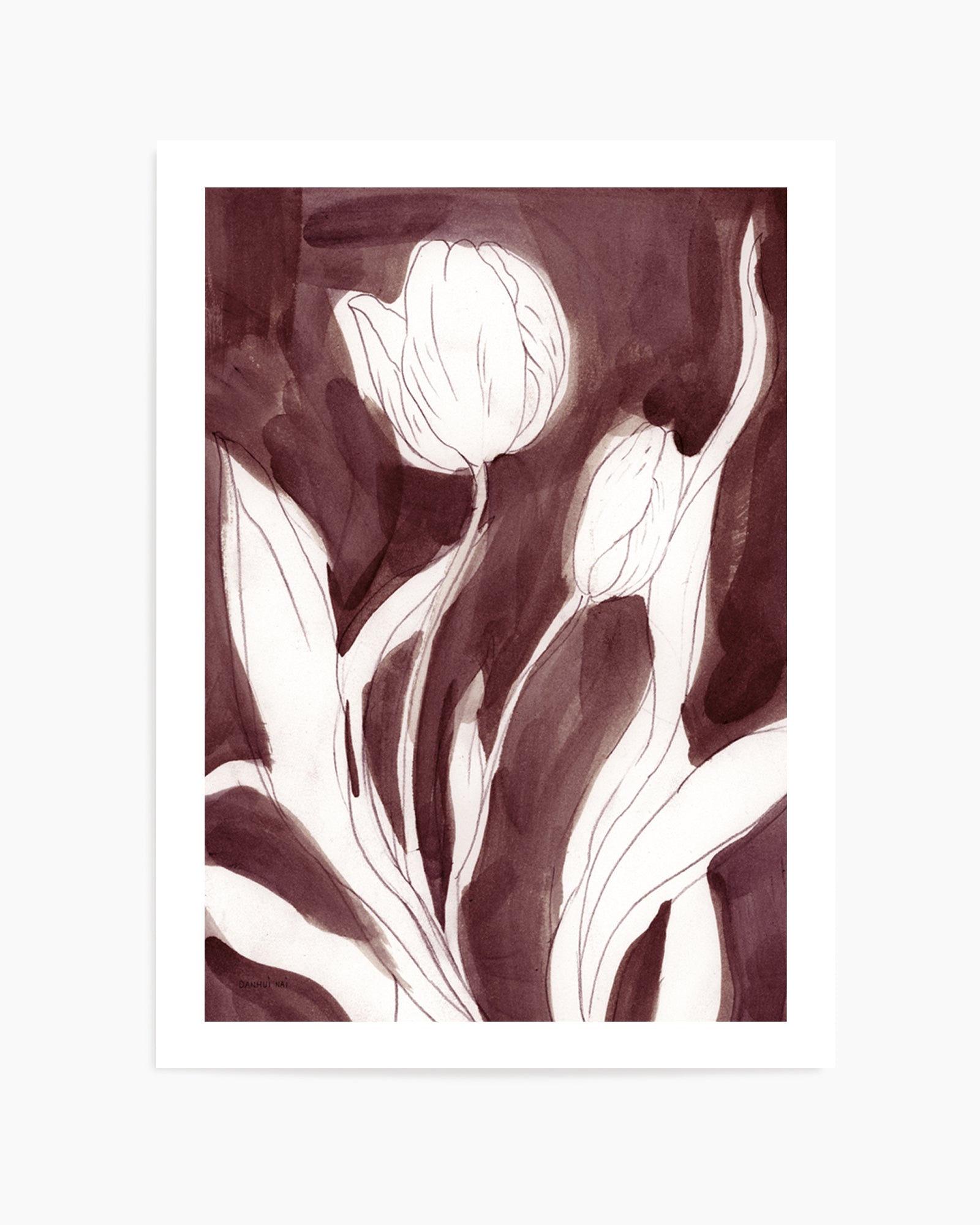 Burgundy Tulip Sketch I | Art Print