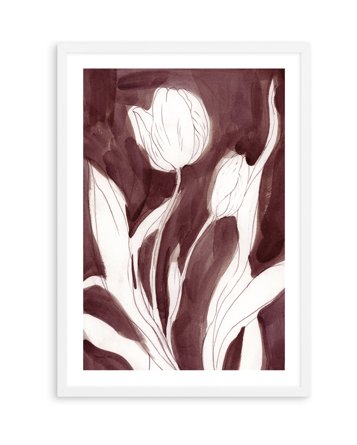 Burgundy Tulip Sketch I | Art Print