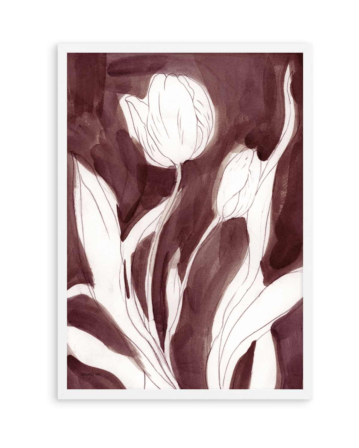 Burgundy Tulip Sketch I | Art Print
