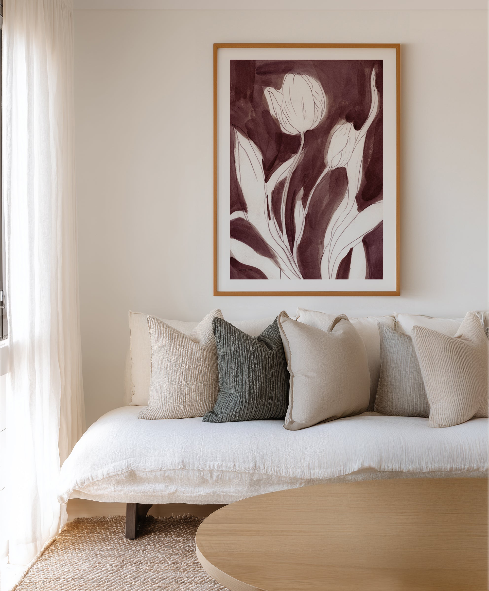 Burgundy Tulip Sketch I | Art Print