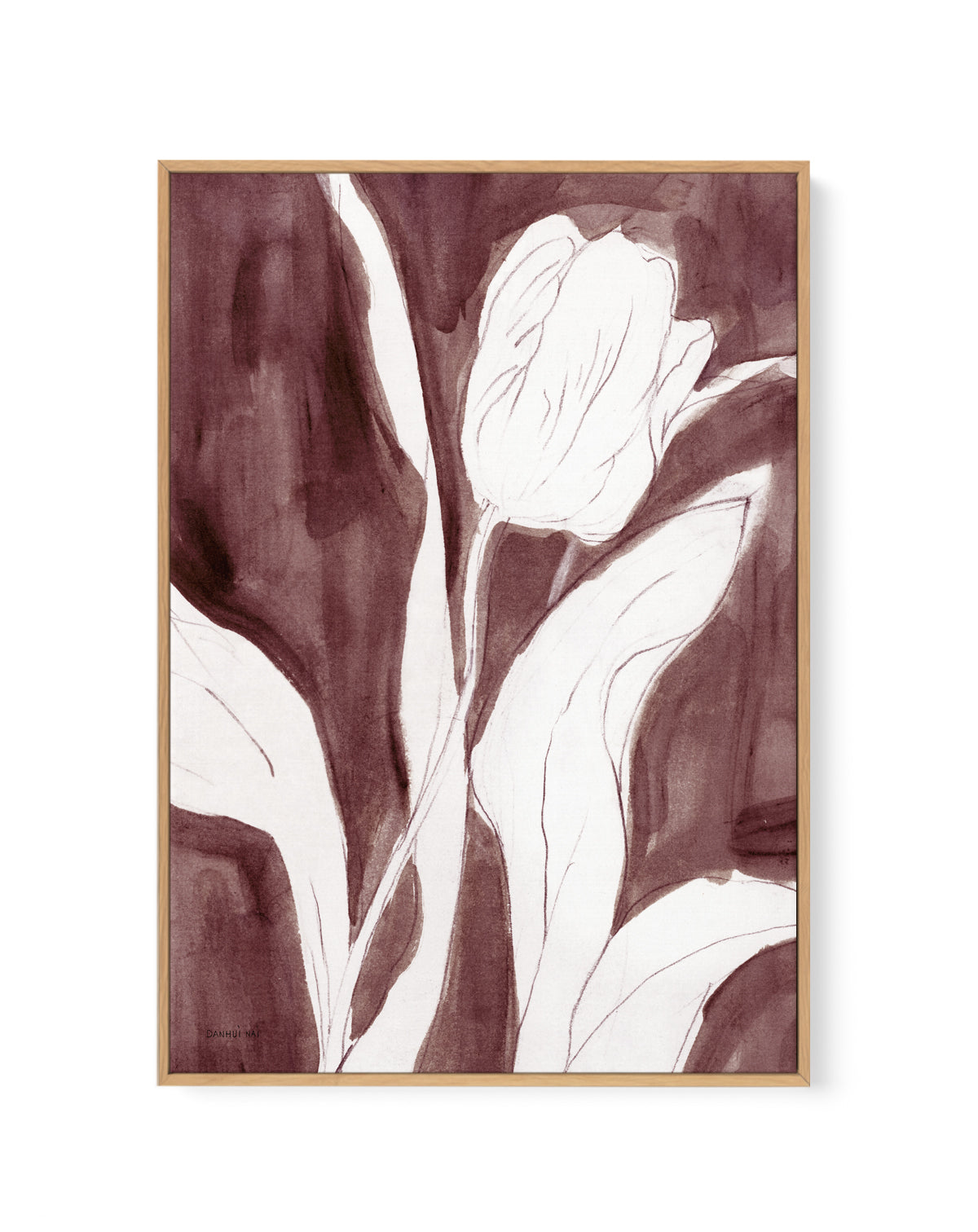 Burgundy Tulip Sketch II | Framed Canvas Art Print