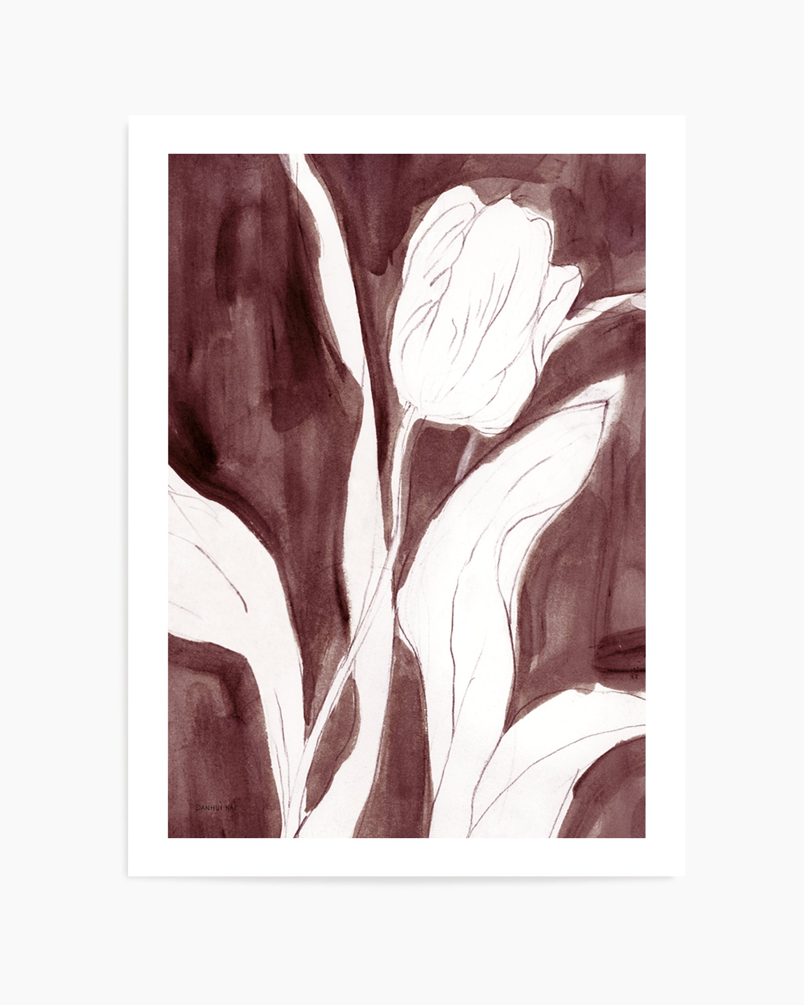 Burgundy Tulip Sketch II | Art Print