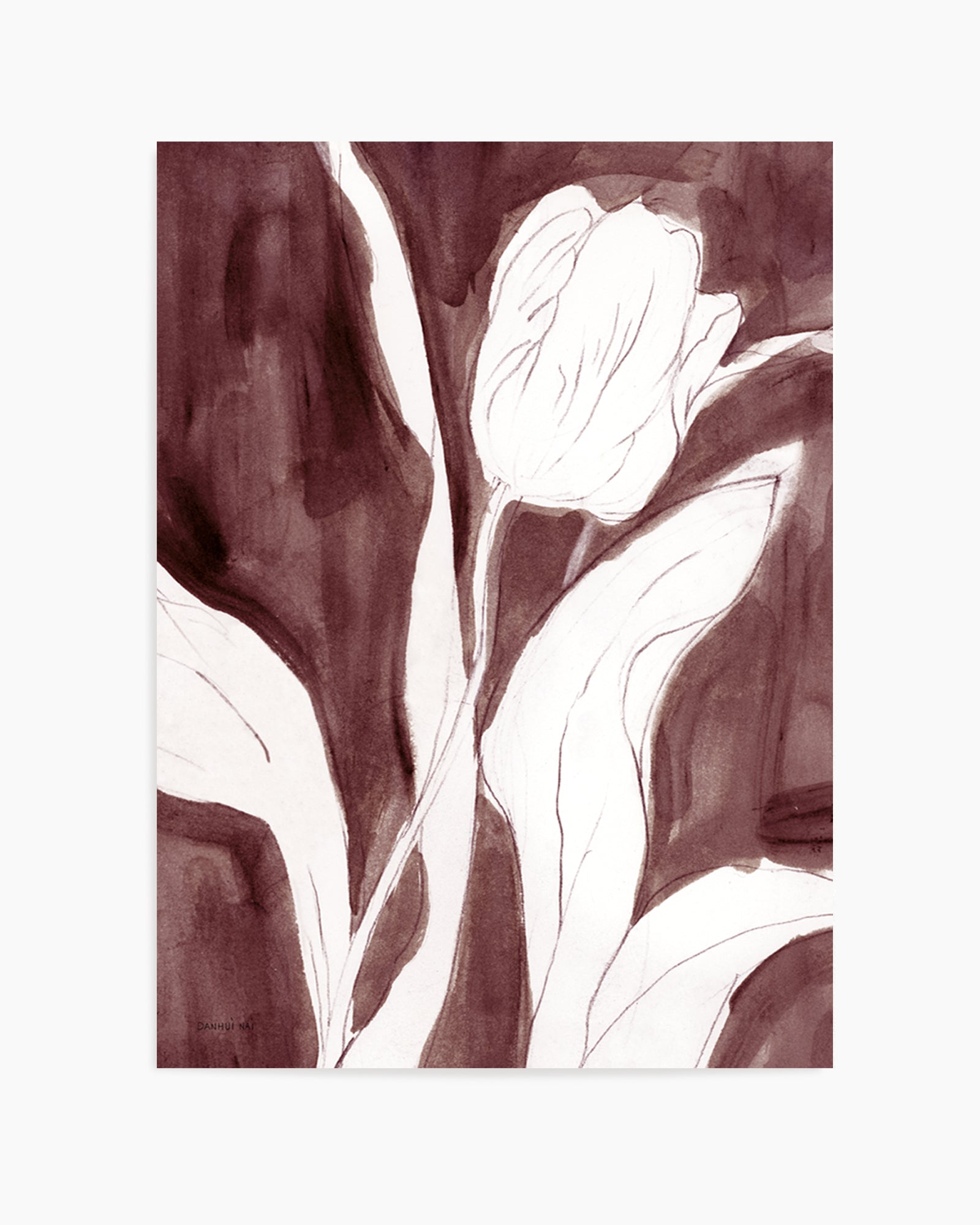Burgundy Tulip Sketch II | Art Print