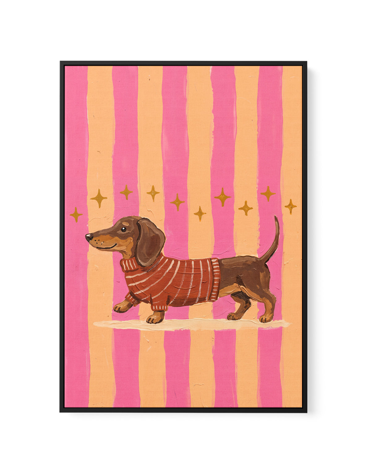 Busy Dachshund | Framed Canvas Art Print