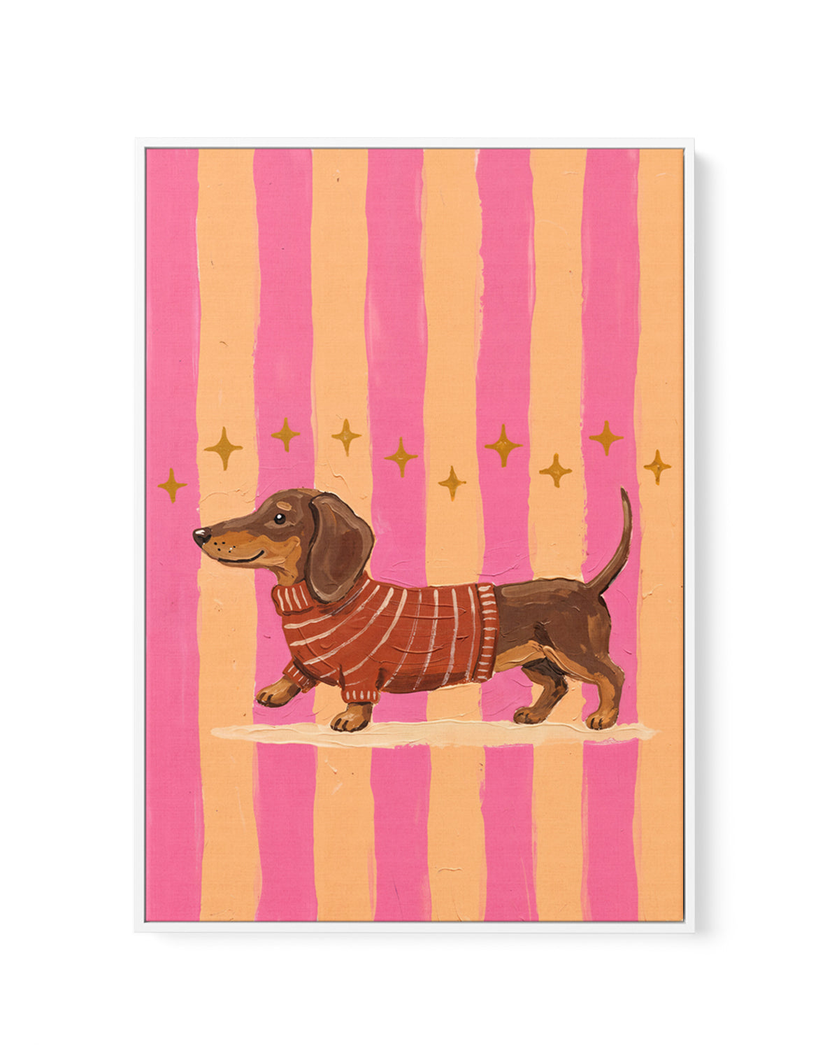 Busy Dachshund | Framed Canvas Art Print