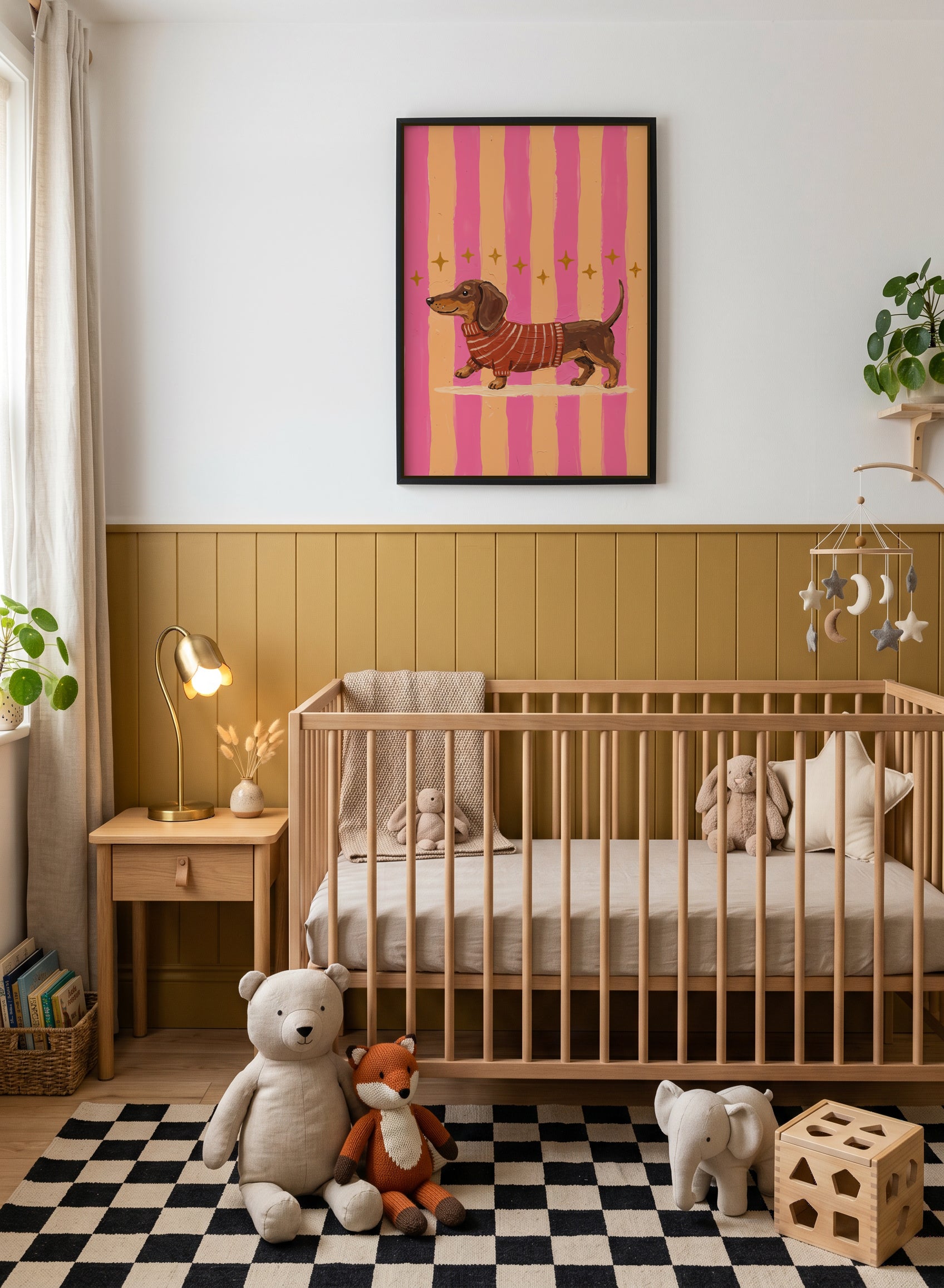 Busy Dachshund | Framed Canvas Art Print