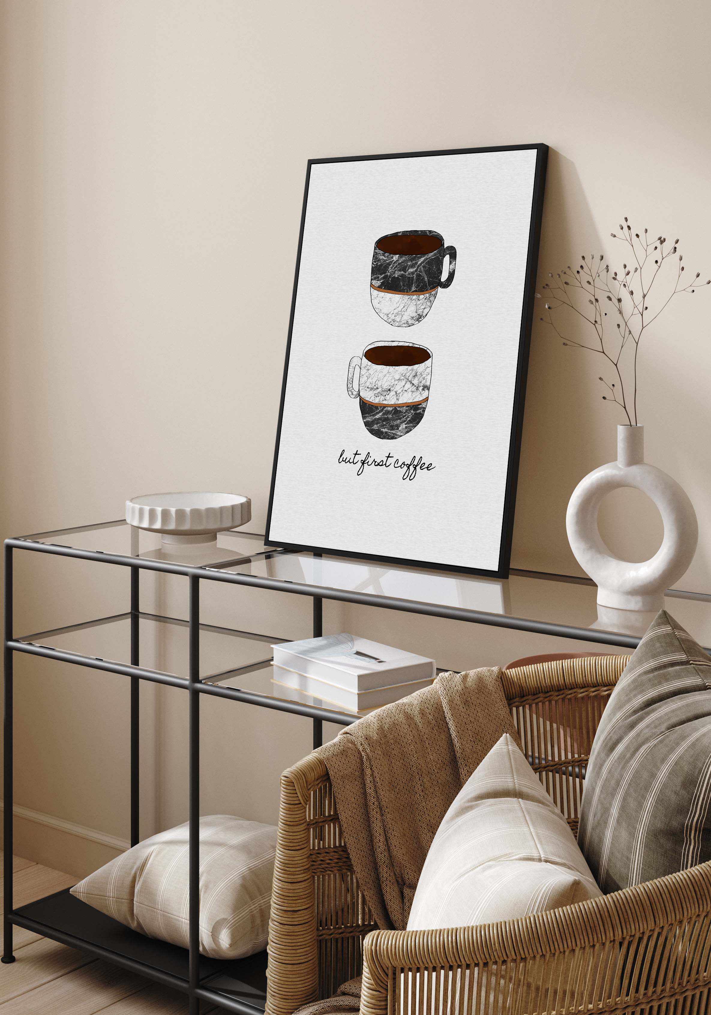 But First Coffee by Orara Studio | Framed Canvas Art Print