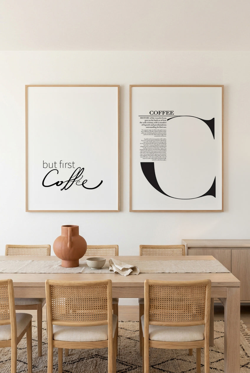 But First Coffee & Coffee Art Print Set of 2 | Matching Wall Art