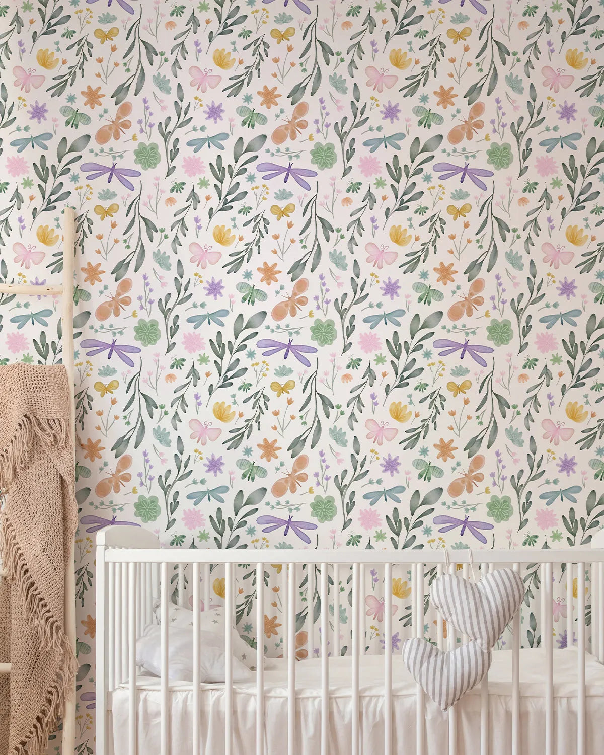 Pretty Pastel Butterflies Wallpaper from Olive et Oriel where you can shop wallpaper and artworks online