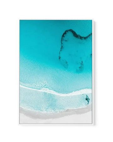 Butterfly Rock Esperance | Aerial Photo Wall Framed Canvas Art Print aqua blue nature art print