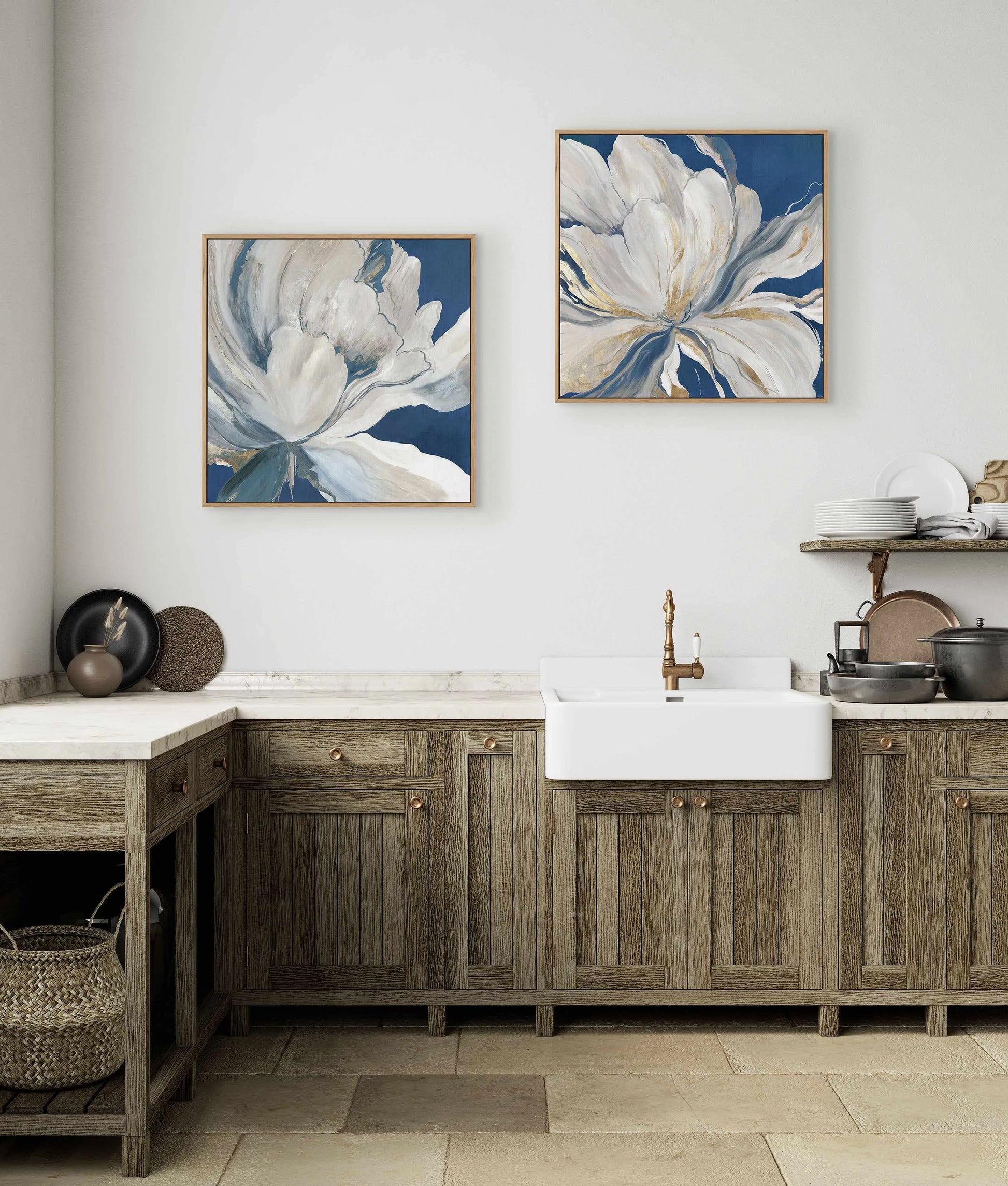 Butterfly Flower I Blue | Framed Canvas Art Print from Olive et Oriel where you can shop wallpaper and artworks online