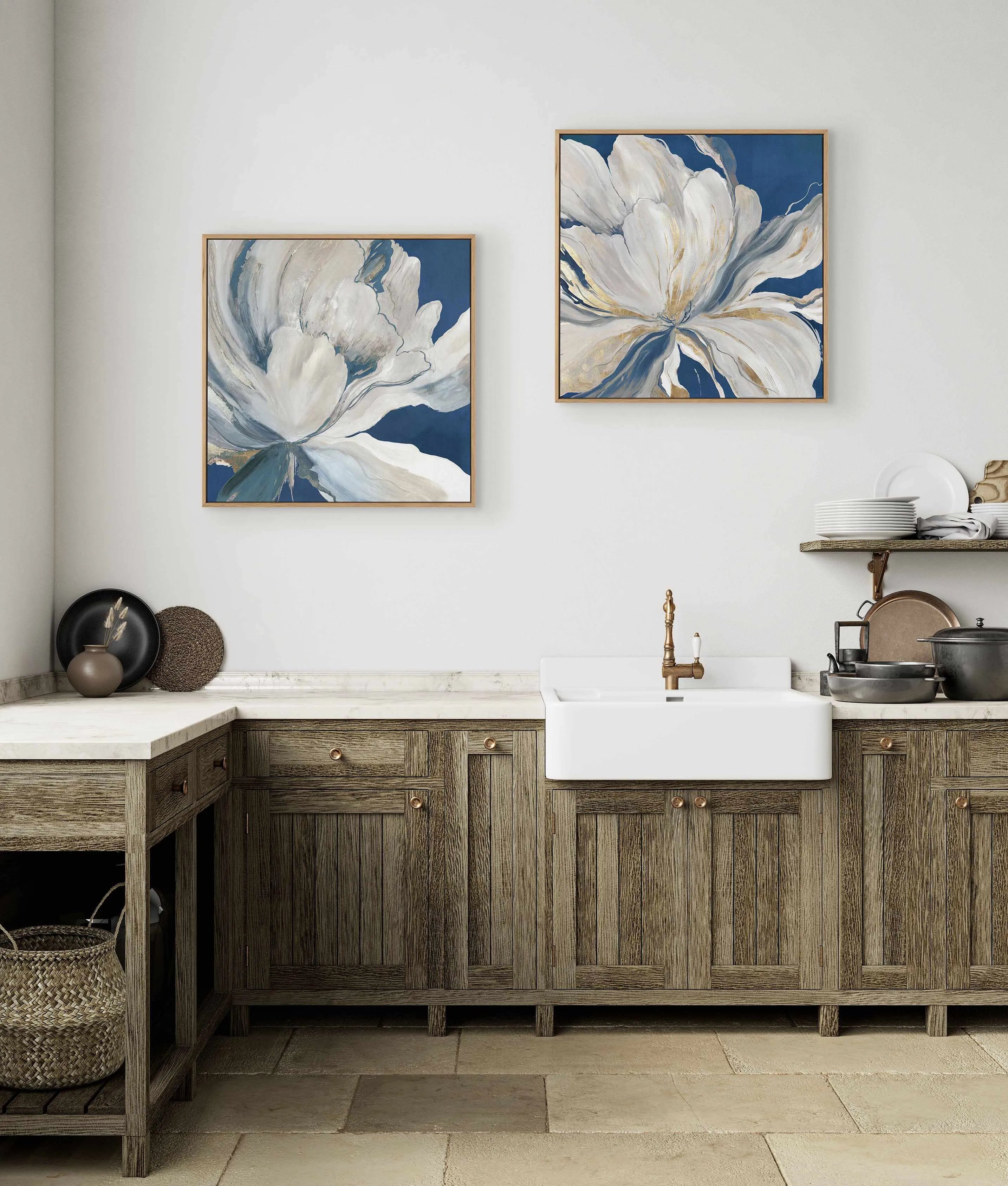 Butterfly Flower I Blue | Framed Canvas Art Print from Olive et Oriel where you can shop wallpaper and artworks online