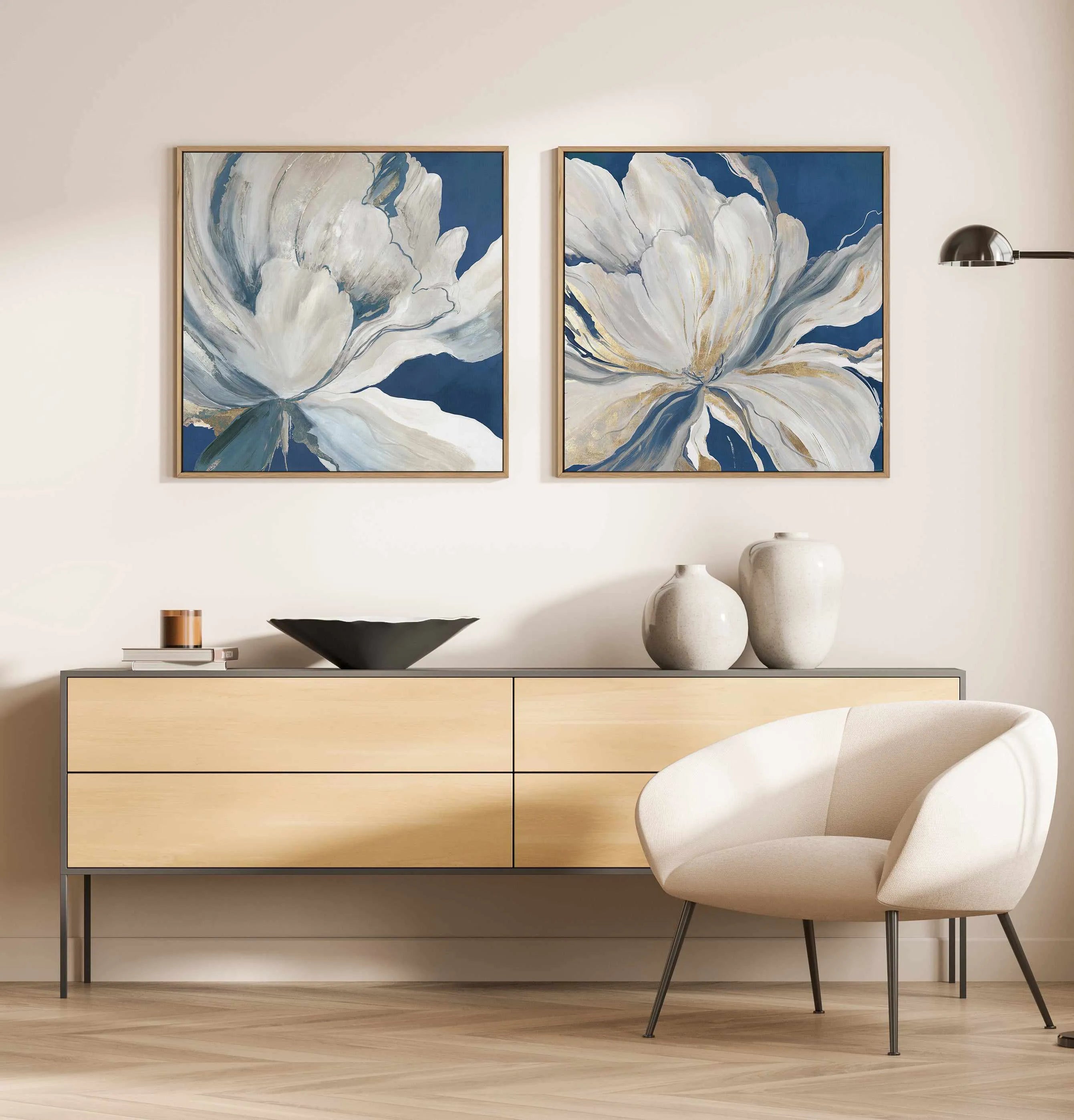 Butterfly Flower II Blue | Framed Canvas Art Print from Olive et Oriel where you can shop wallpaper and artworks online