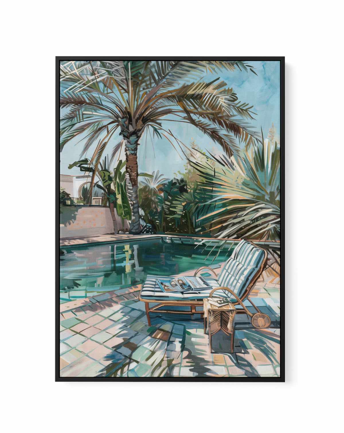 By the Pool, Los Angeles | Framed Canvas Art Print