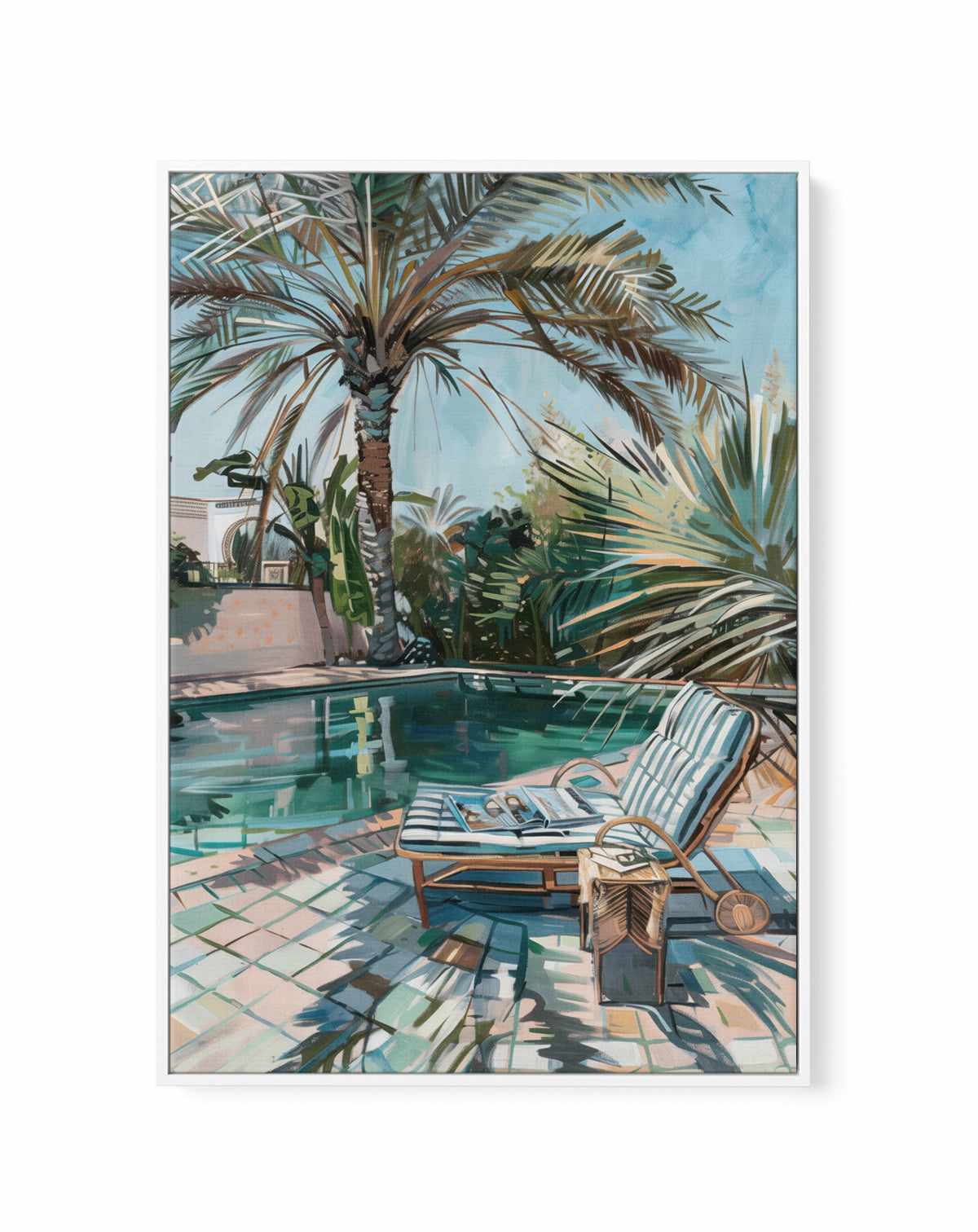 By the Pool, Los Angeles | Framed Canvas Art Print