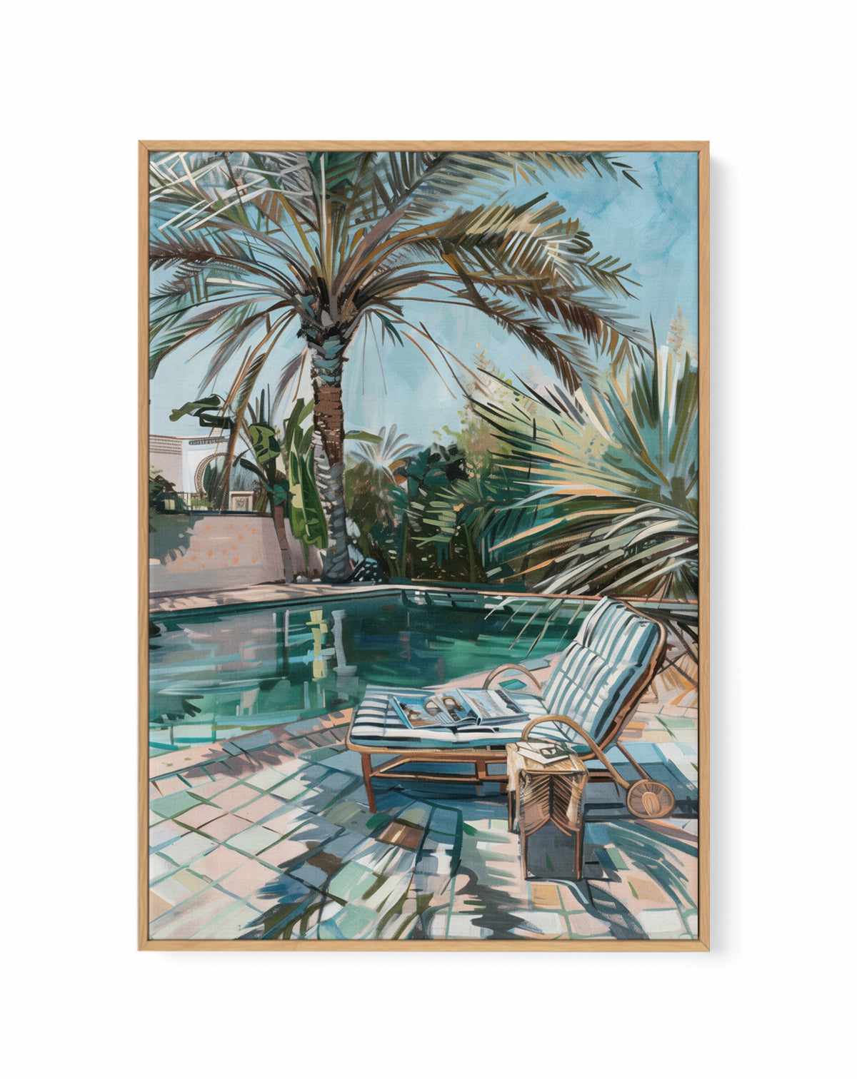 By the Pool, Los Angeles | Framed Canvas Art Print