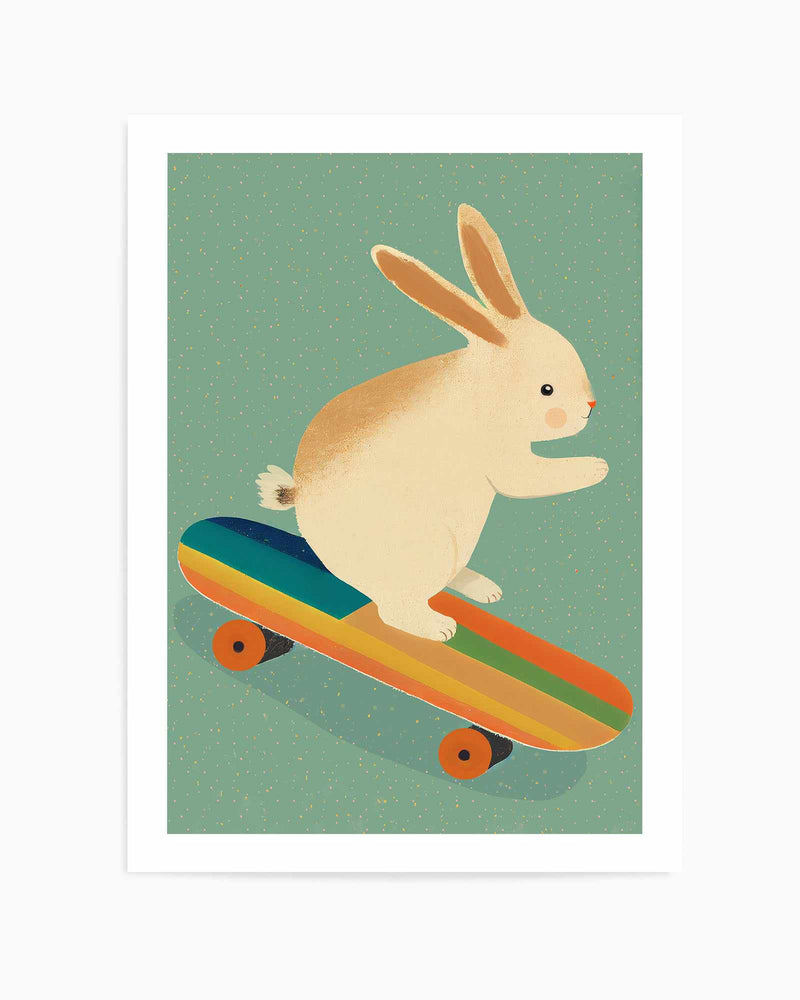 Bunny On Skateboard By Treechild | Art Print