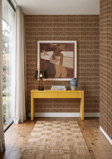 Byron Reed Stripe in Brown Wallpaper