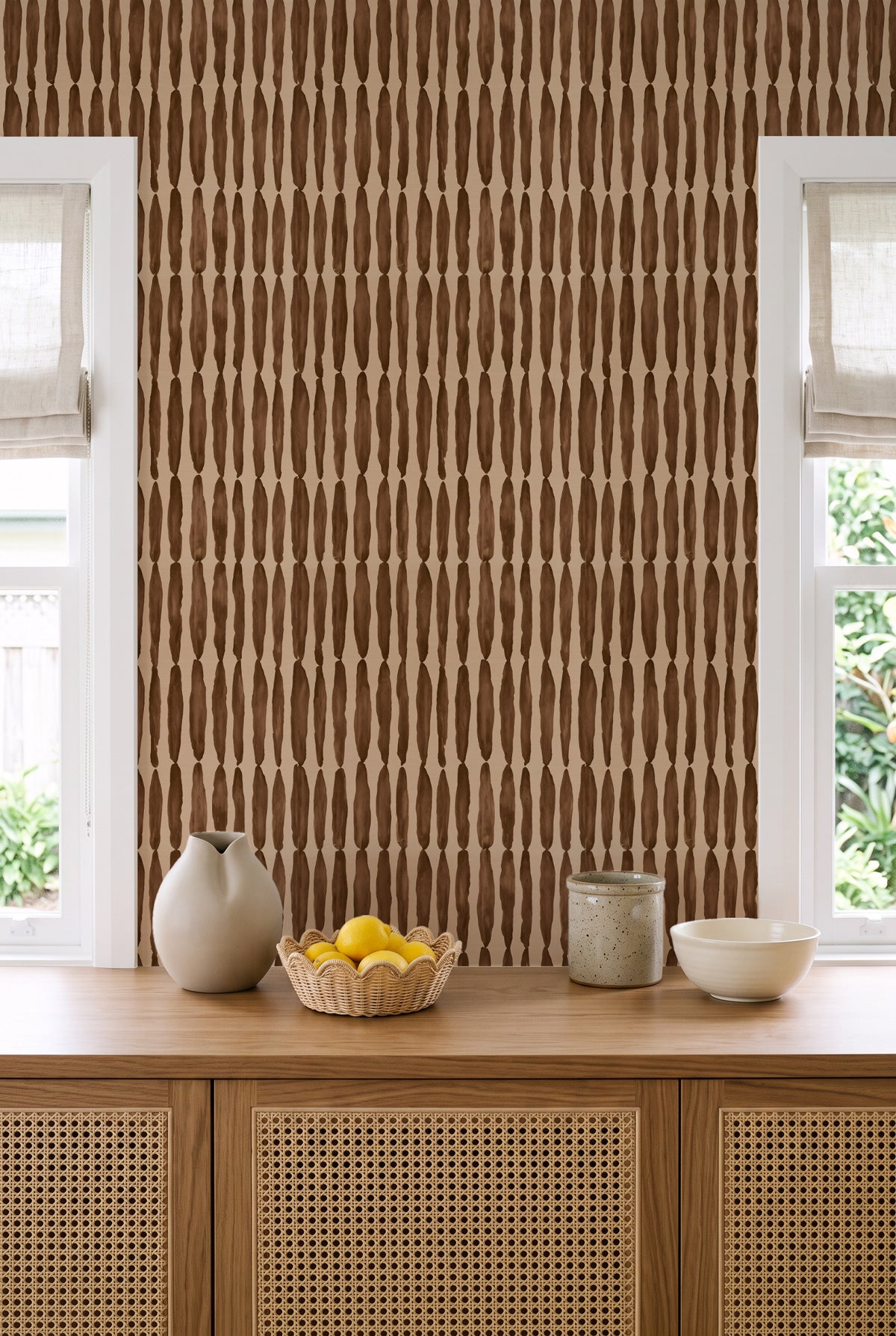 Byron Reed Stripe in Brown Wallpaper