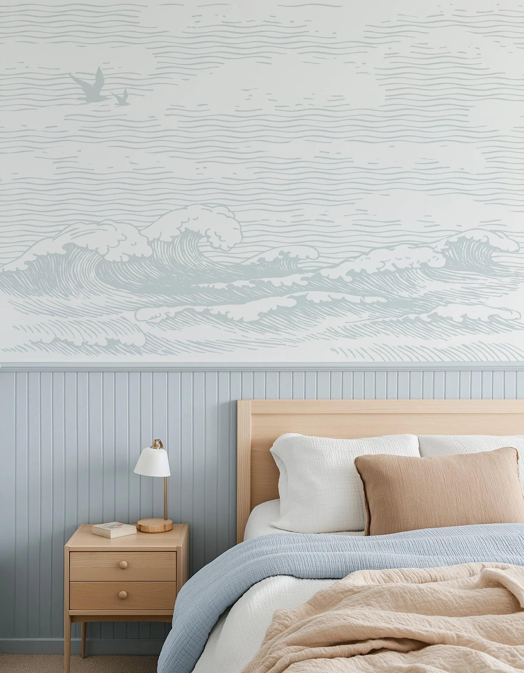 Byron Waves Wallpaper Mural from Olive et Oriel where you can shop wallpaper and artworks online
