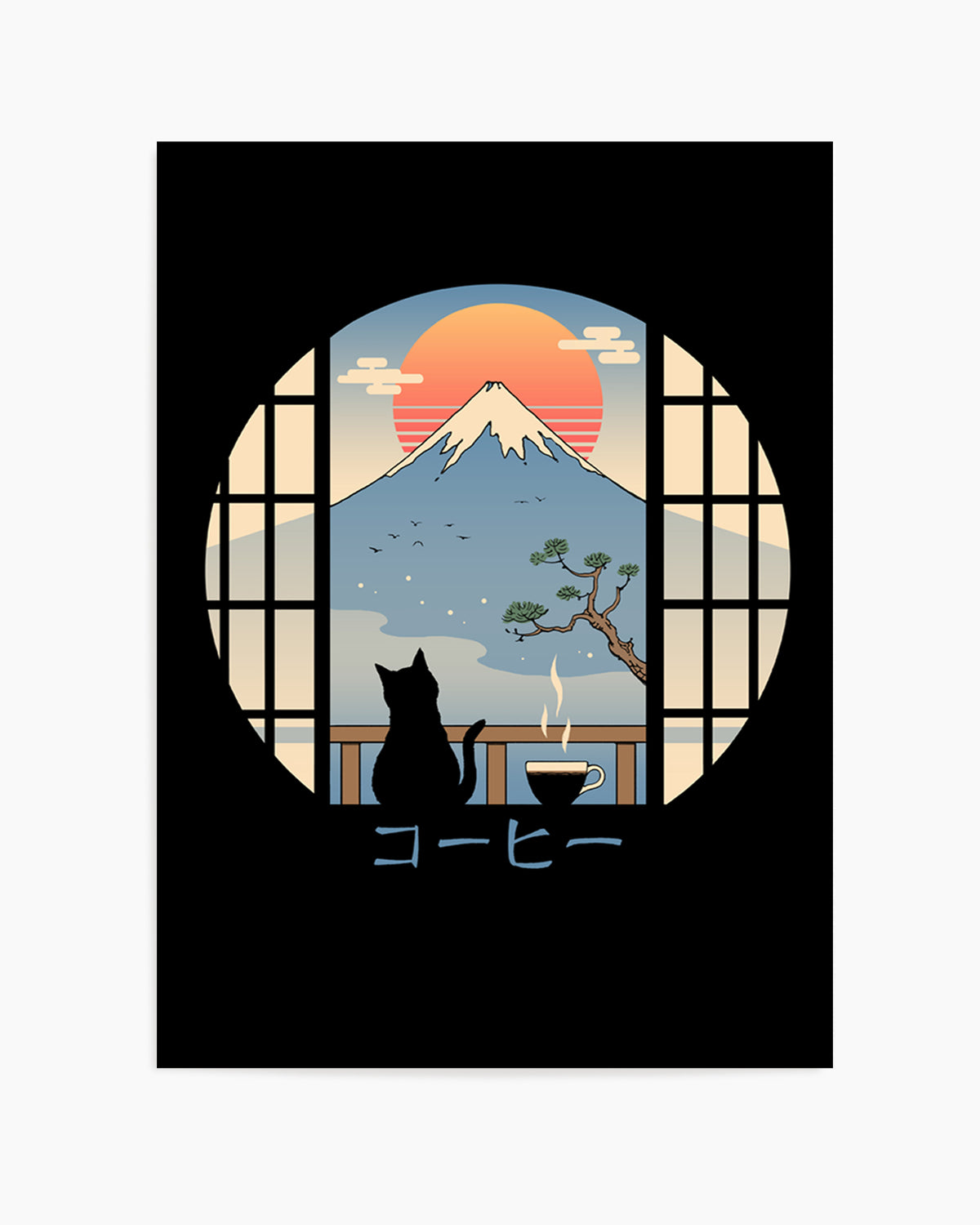Coffee Cat In Mt. Fuji by Vincent Trinidad | Art Print
