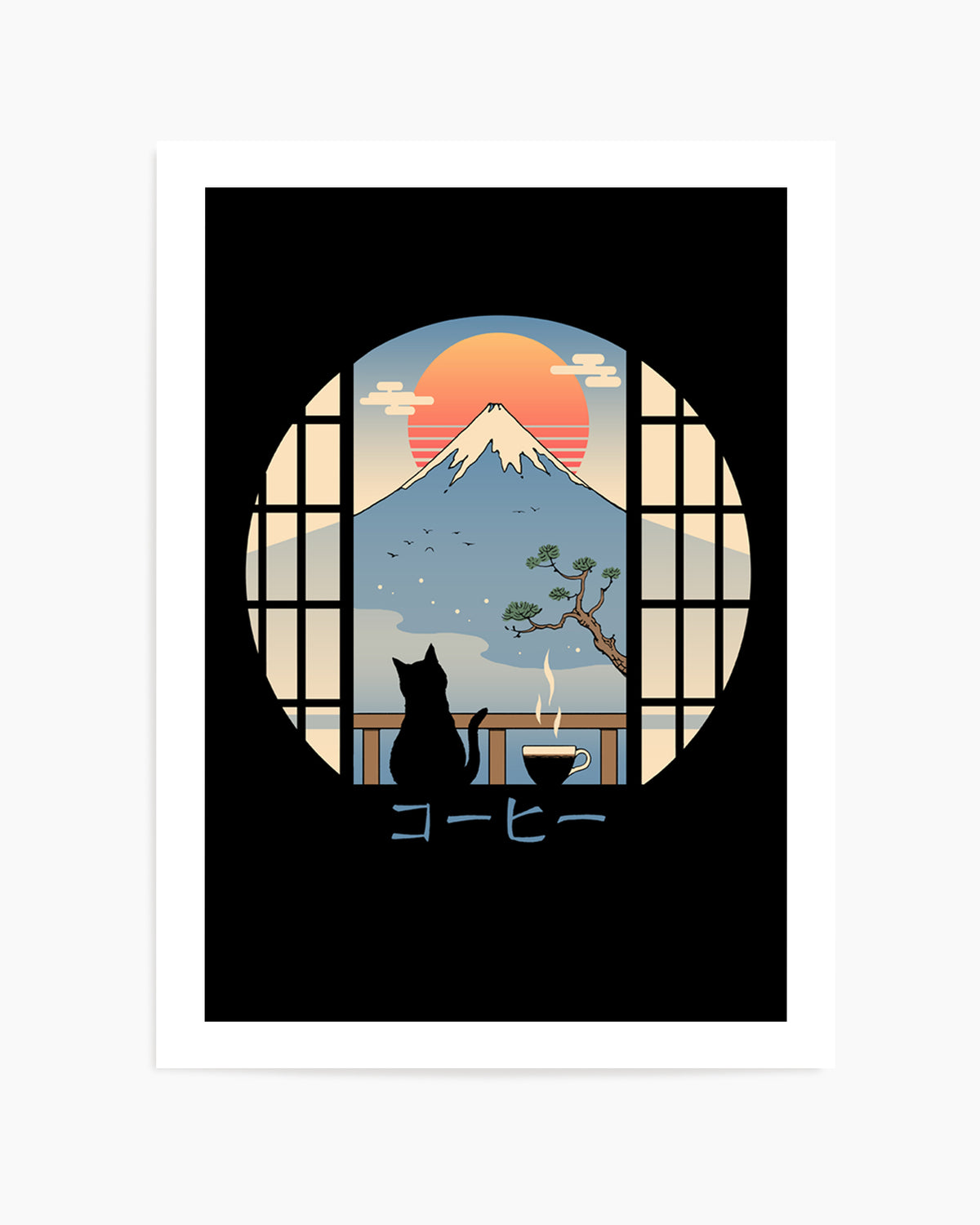 Coffee Cat In Mt. Fuji by Vincent Trinidad | Art Print