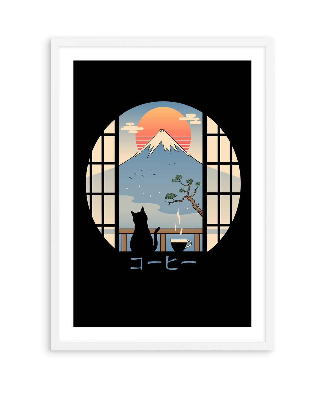 Coffee Cat In Mt. Fuji by Vincent Trinidad | Art Print