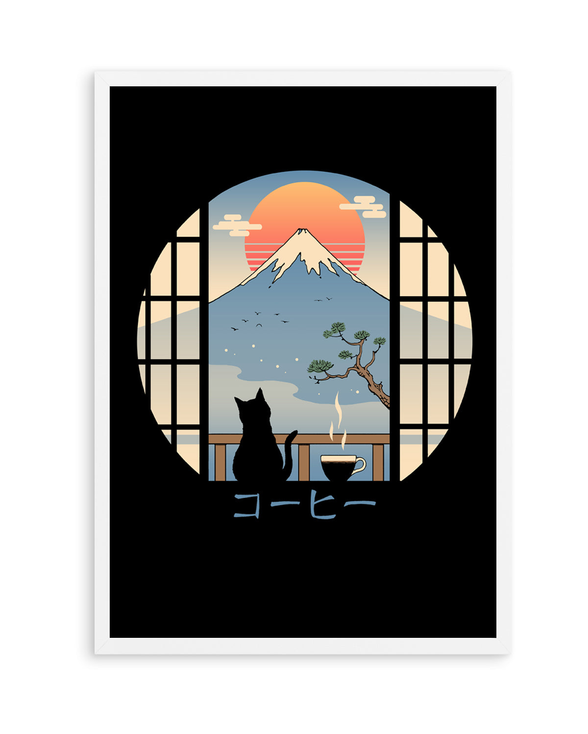 Coffee Cat In Mt. Fuji by Vincent Trinidad | Art Print