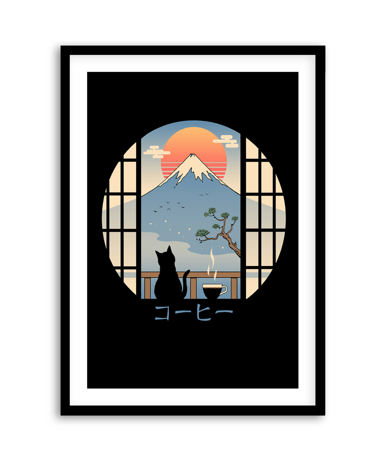 Coffee Cat In Mt. Fuji by Vincent Trinidad | Art Print