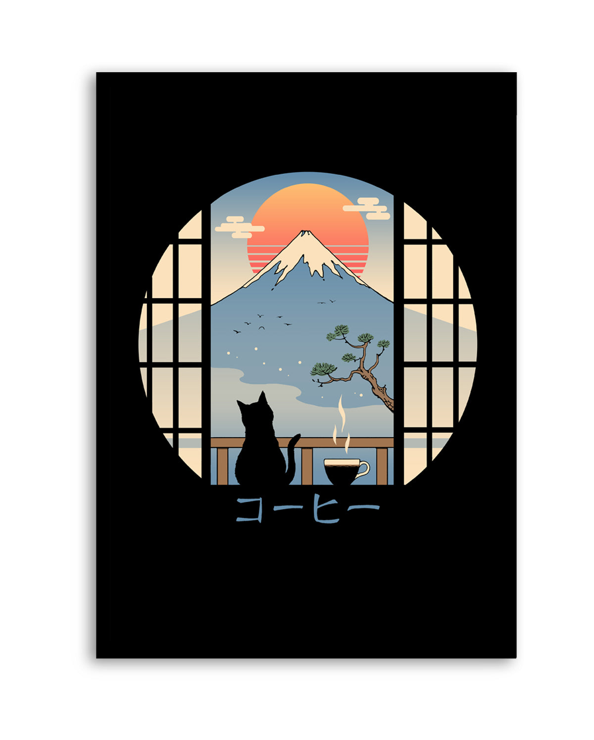 Coffee Cat In Mt. Fuji by Vincent Trinidad | Art Print
