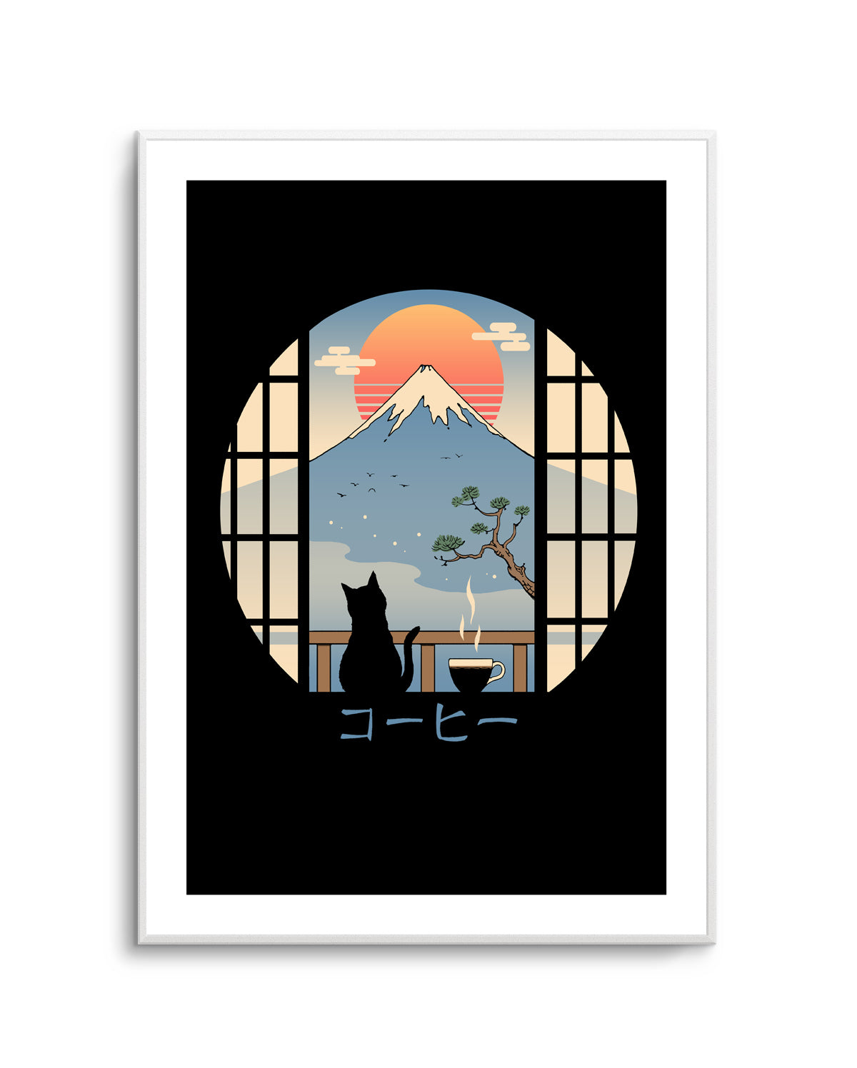 Coffee Cat In Mt. Fuji by Vincent Trinidad | Art Print