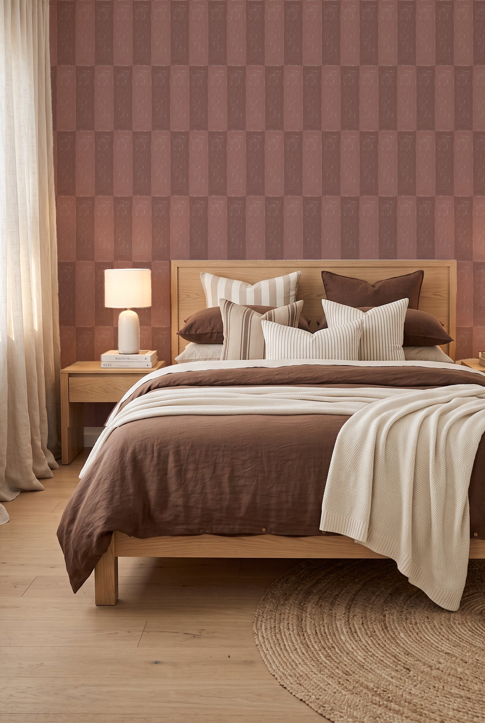 Cabarita Check in Dusty Pink Wallpaper